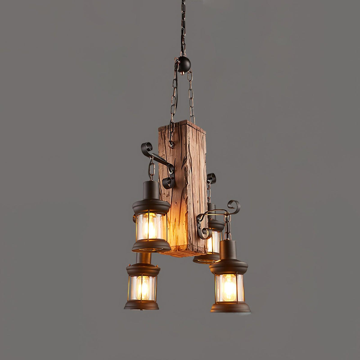 Nautical Industrial Style Wooden Chandelier - view 41