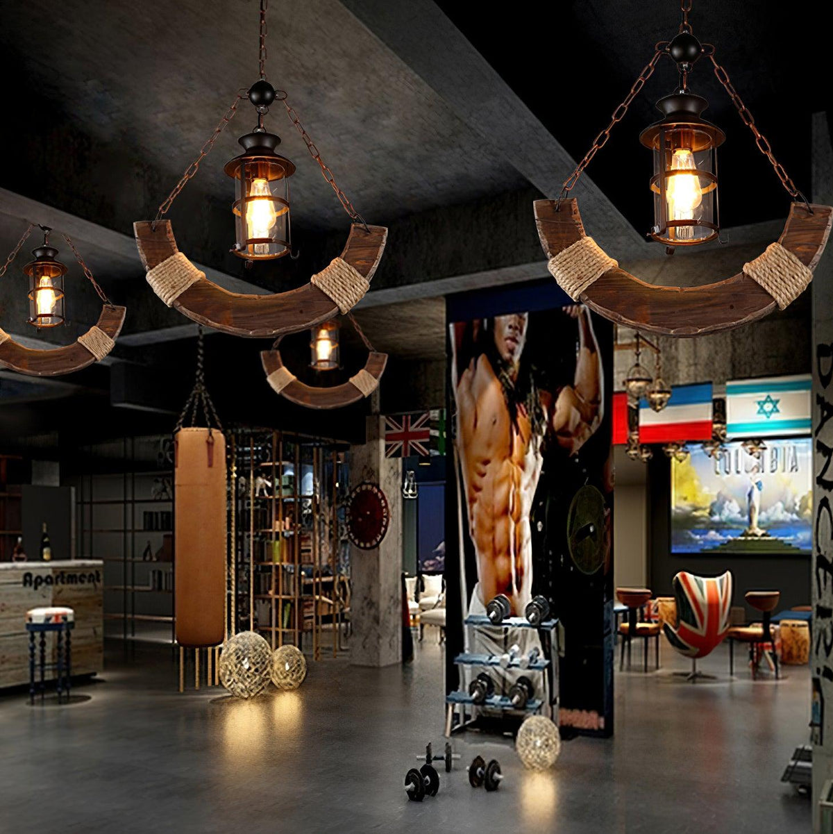 Nautical Industrial Style Wooden Chandelier - view 4