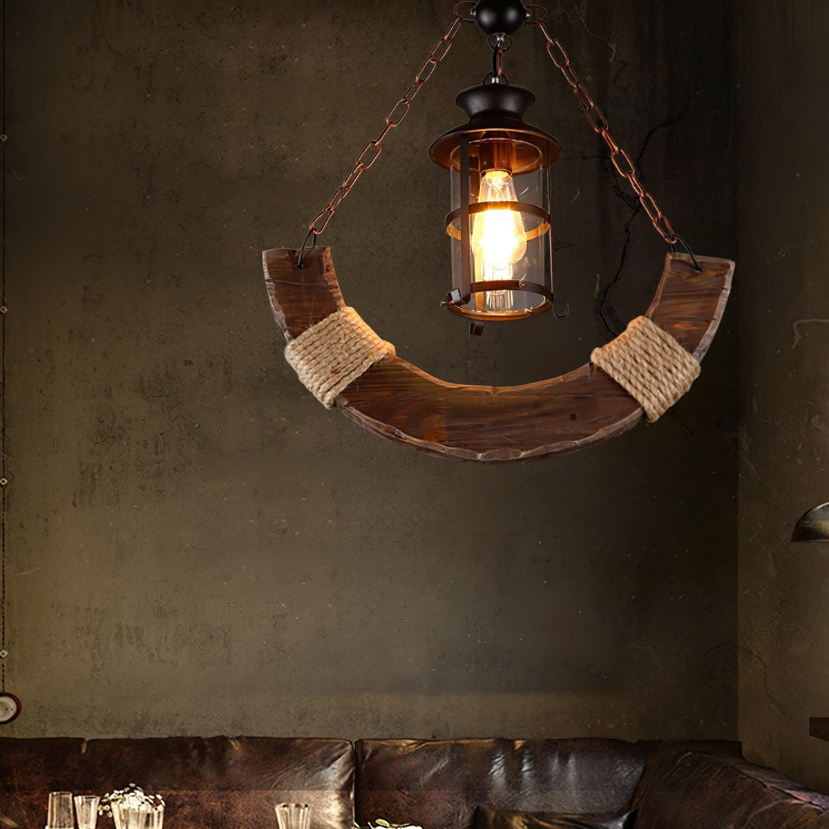Nautical Industrial Style Wooden Chandelier - view 45