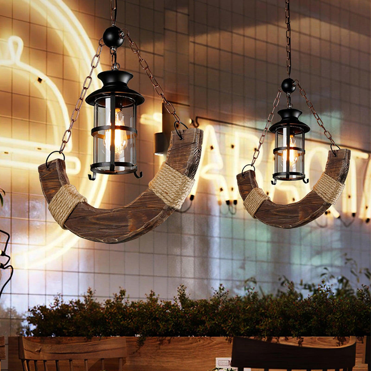 Nautical Industrial Style Wooden Chandelier - view 46