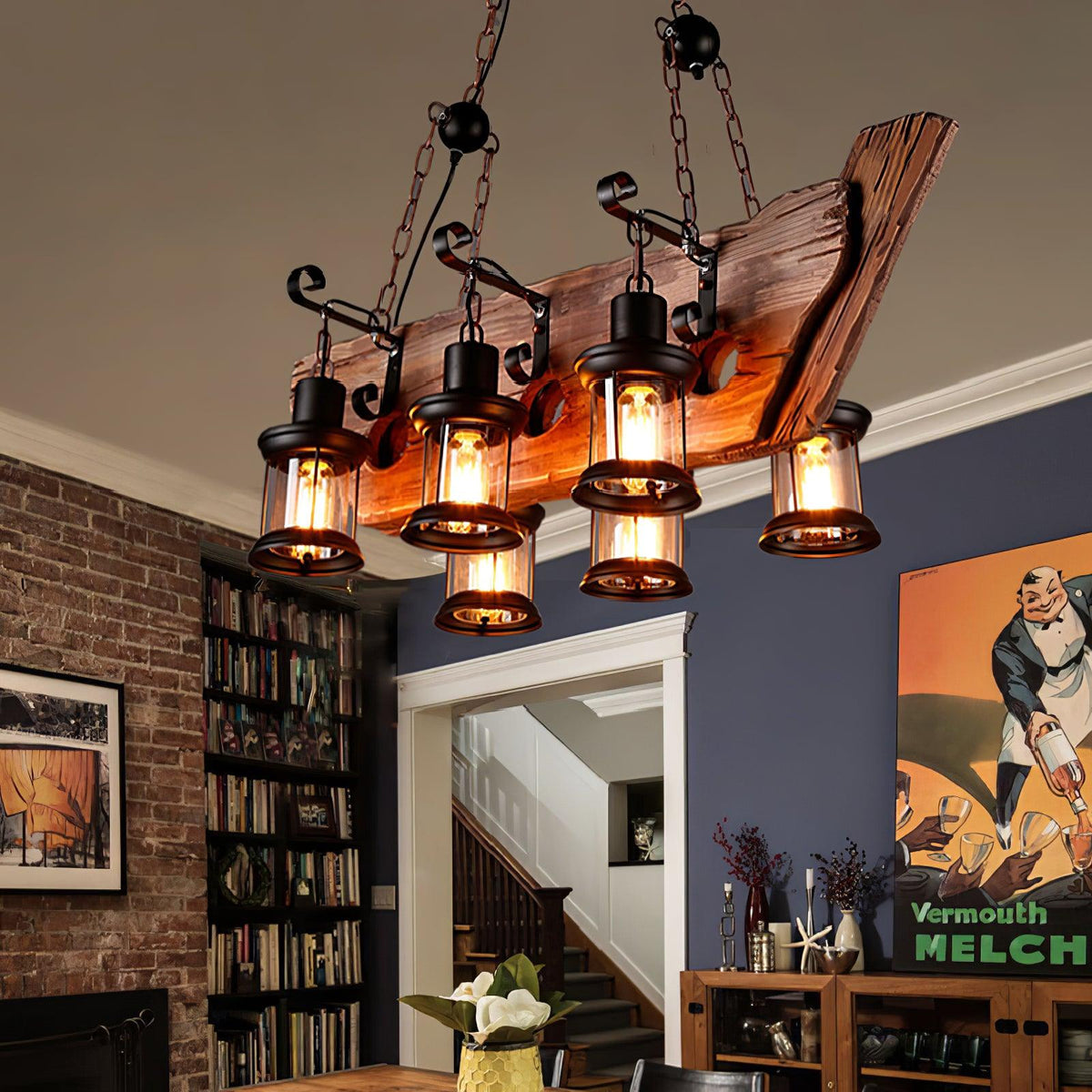 Nautical Industrial Style Wooden Chandelier - view 6