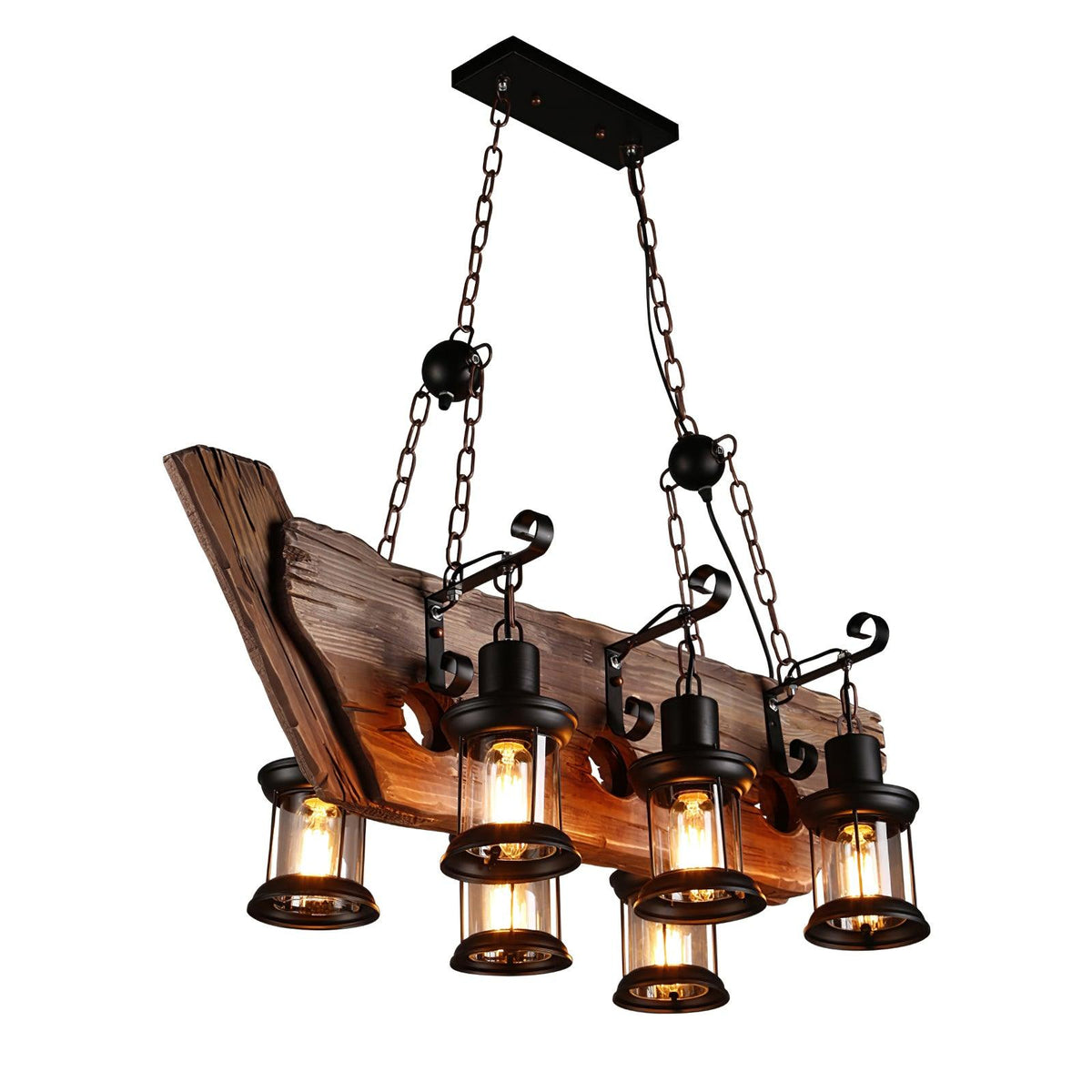 Nautical Industrial Style Wooden Chandelier - view 52