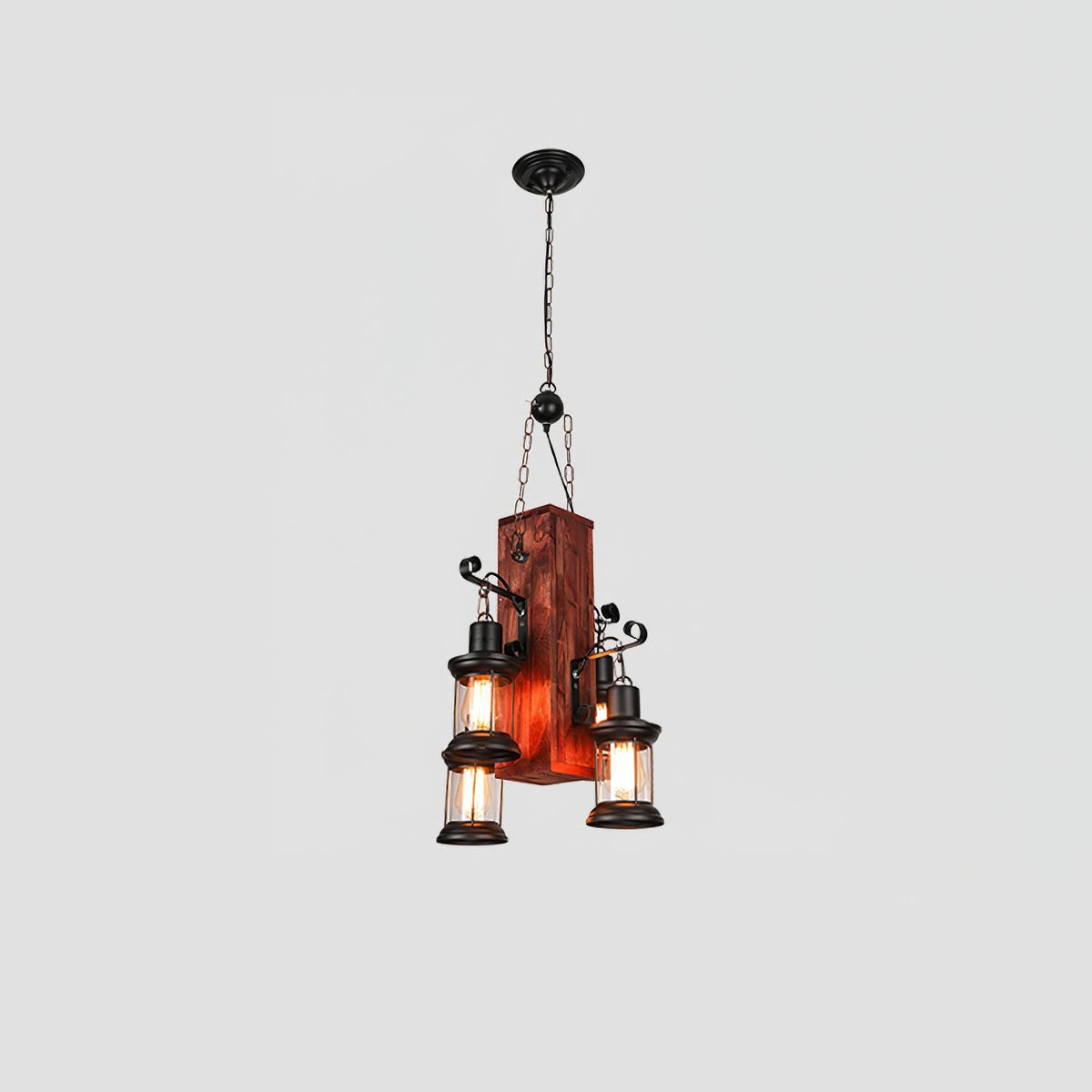 Nautical Industrial Style Wooden Chandelier - view 53