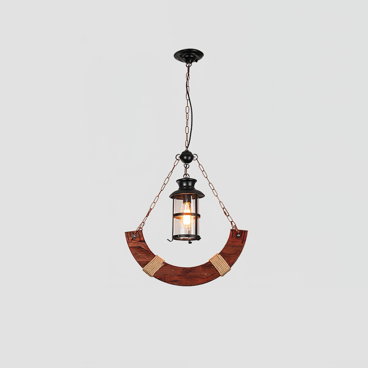 Nautical Industrial Style Wooden Chandelier - view 56