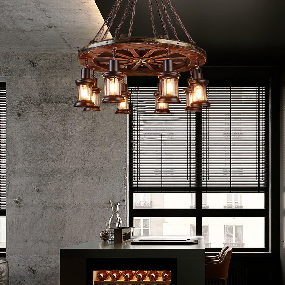 Nautical Industrial Style Wooden Chandelier - view 63