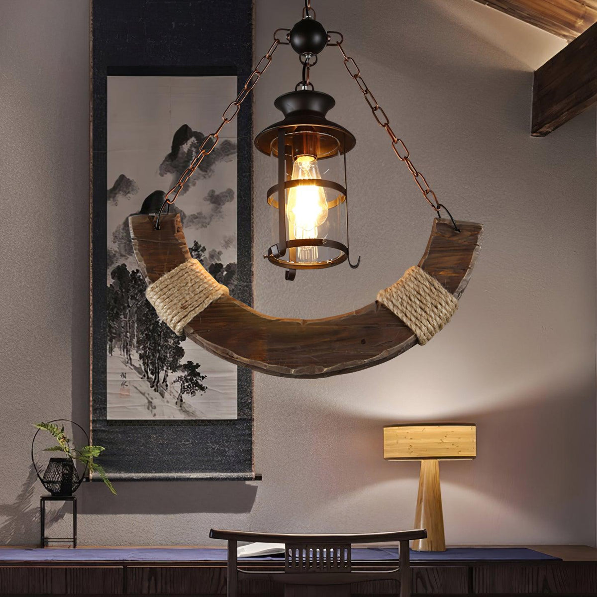 Nautical Industrial Style Wooden Chandelier - view 7