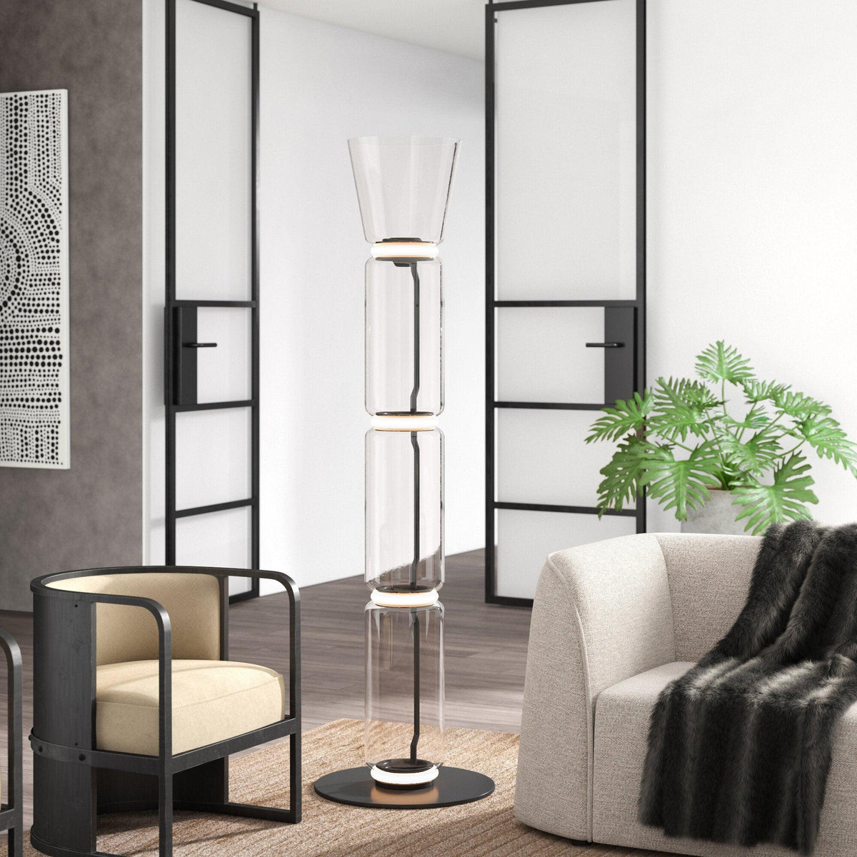 Bamboo Glass Floor Lamp - view 3