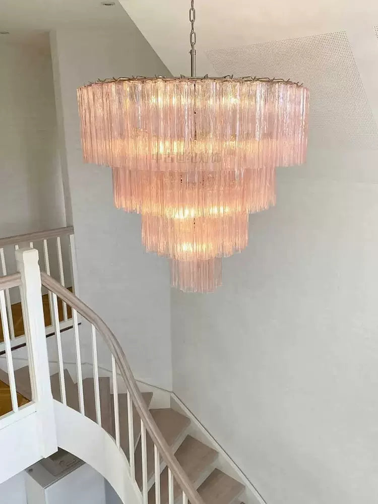 Vintage Murano Pink Glass Chandelier - view 4