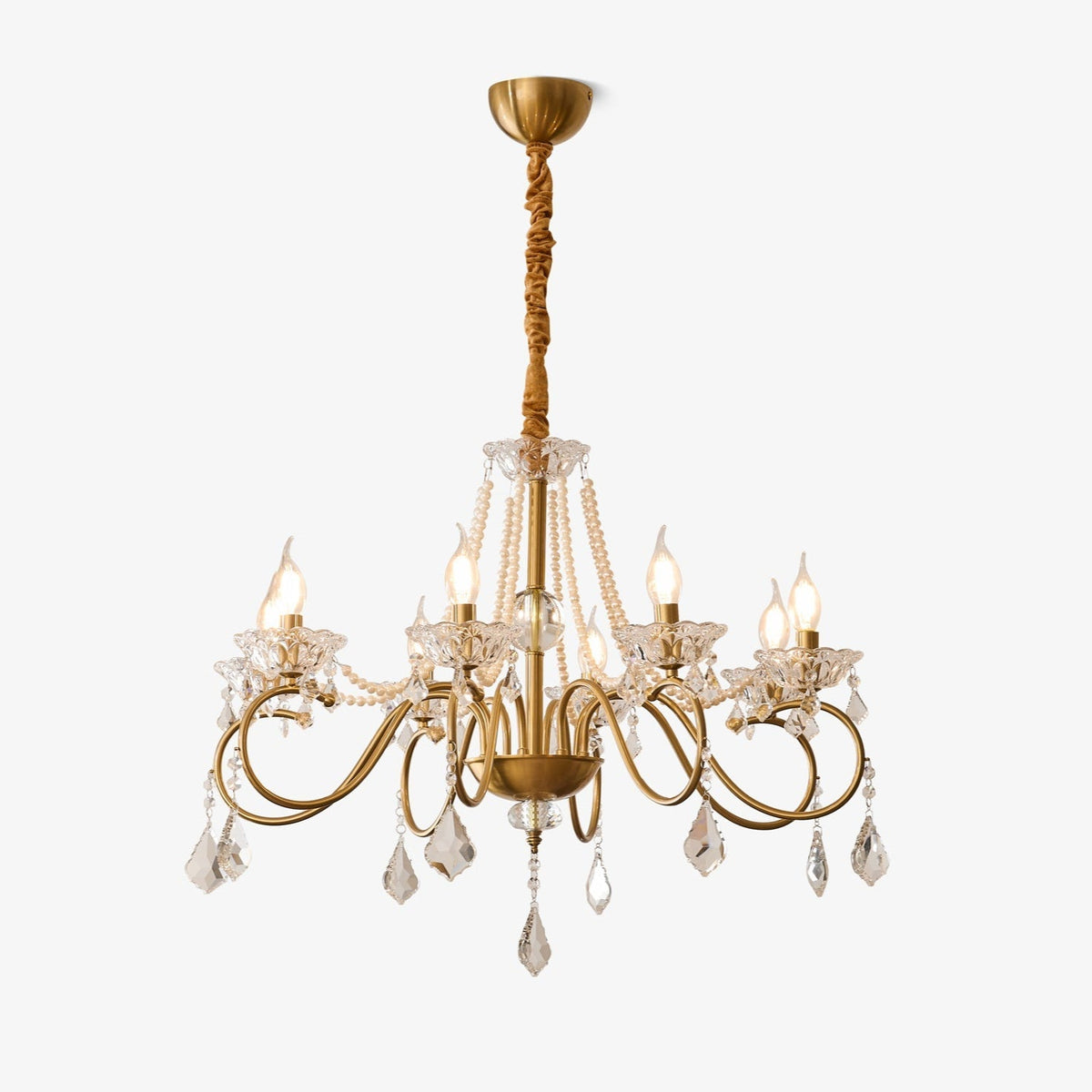 Opulent Pearl Crystal Chandelier