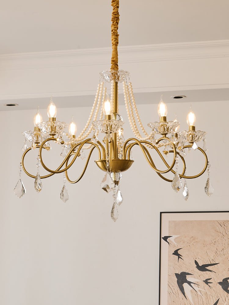 Opulent Pearl Crystal Chandelier
