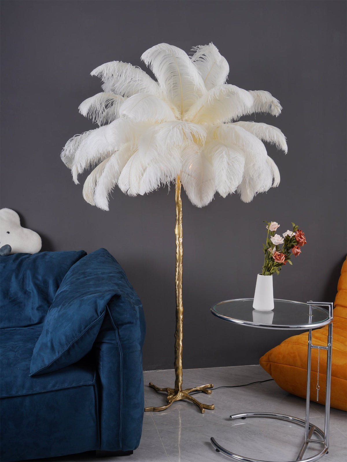 Ostrich Feather Brass Floor Lamp - view 130