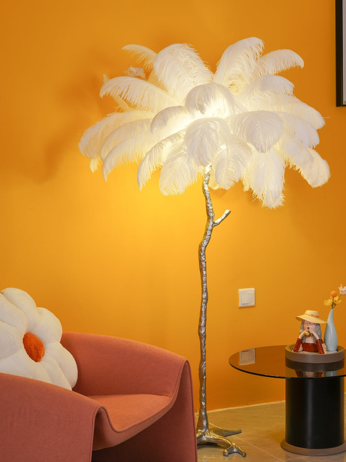 Ostrich Feather Brass Floor Lamp - view 110