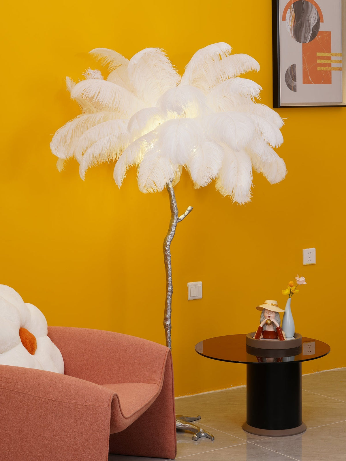 Ostrich Feather Brass Floor Lamp - view 111