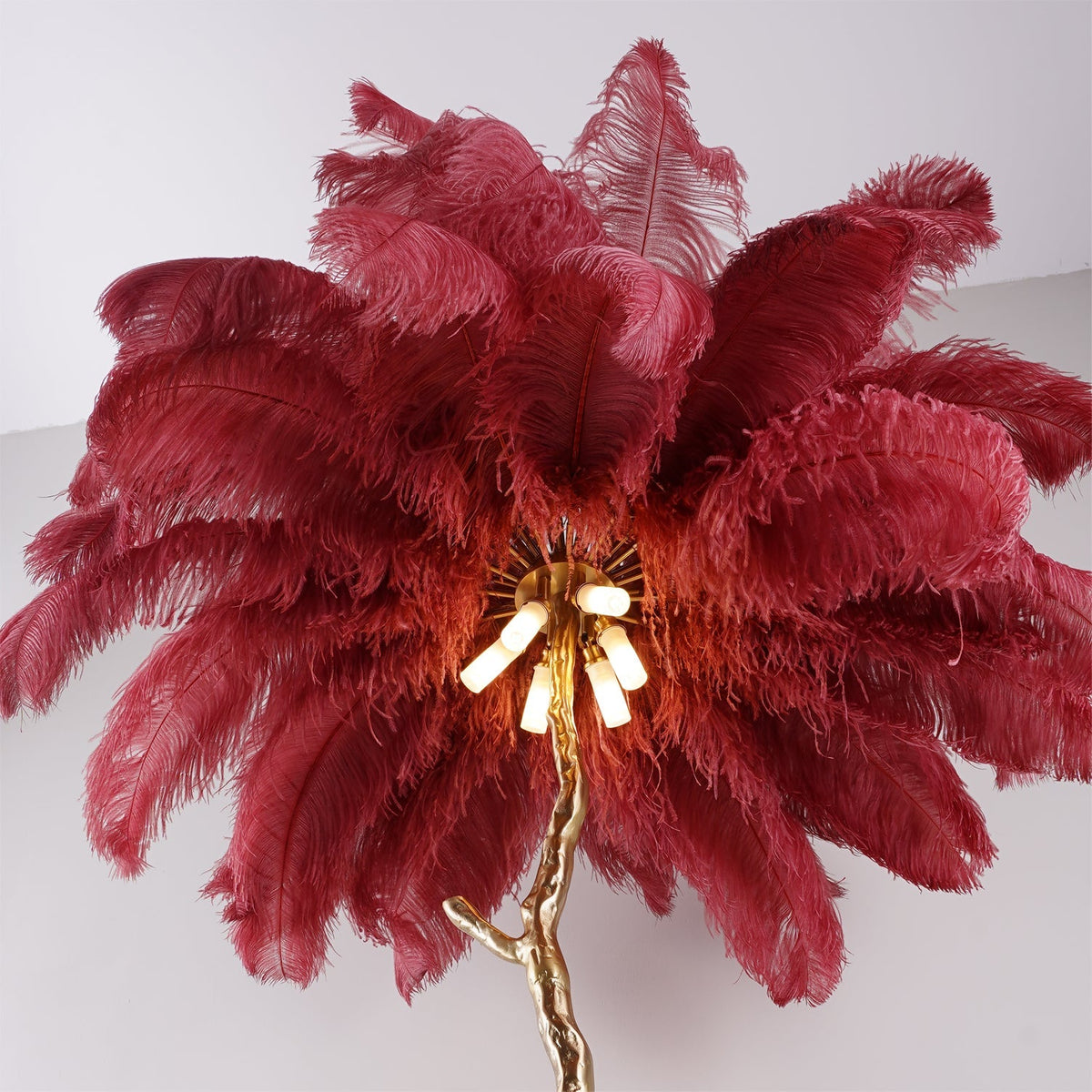 Ostrich Feather Brass Floor Lamp - view 129