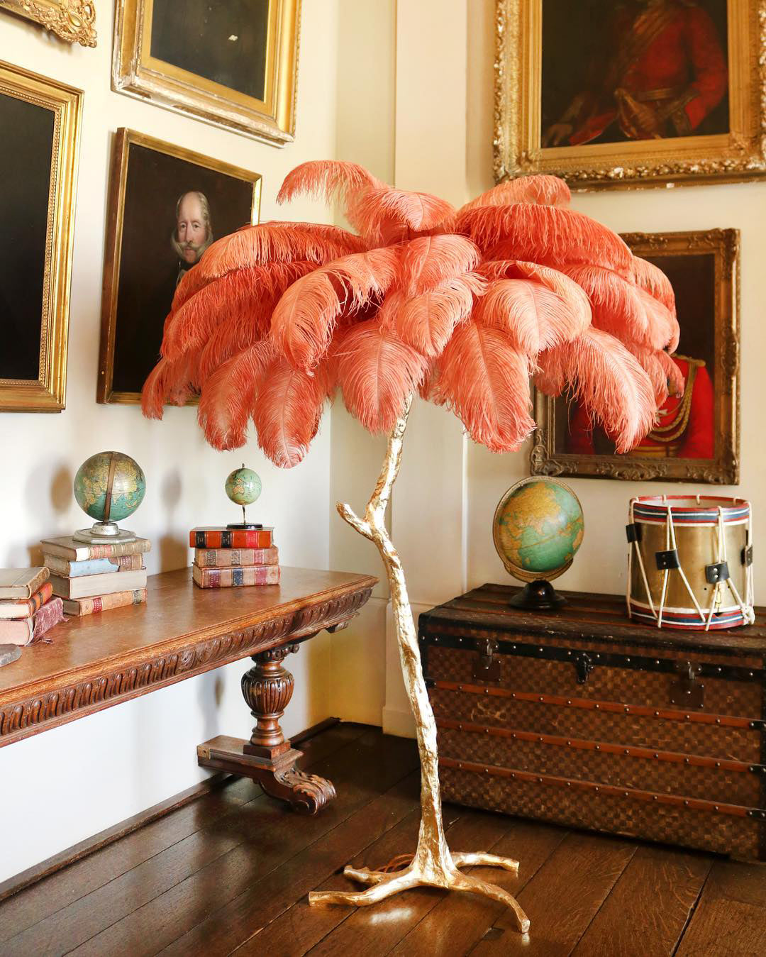 Ostrich Feather Brass Floor Lamp - view 145
