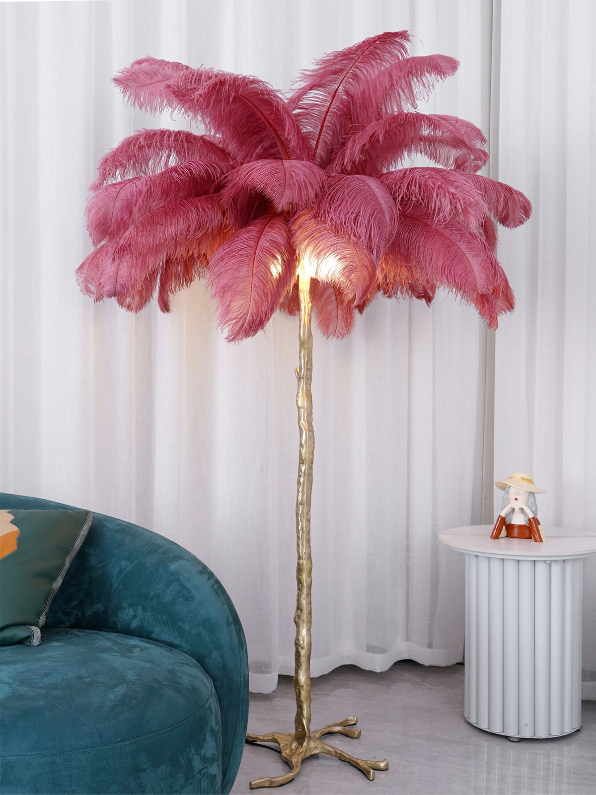 Ostrich Feather Brass Floor Lamp - view 115