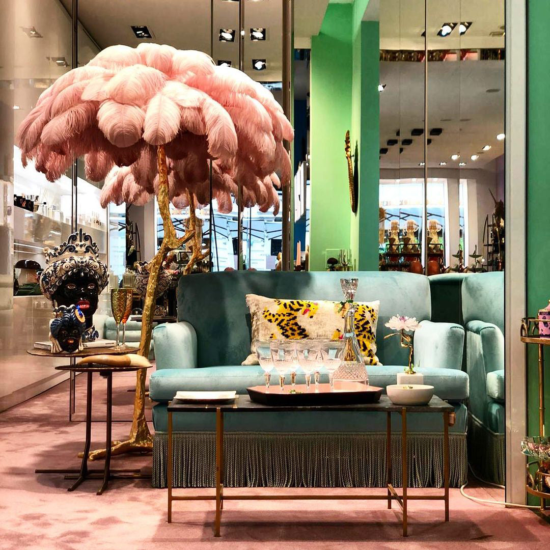 Ostrich Feather Brass Floor Lamp - view 150