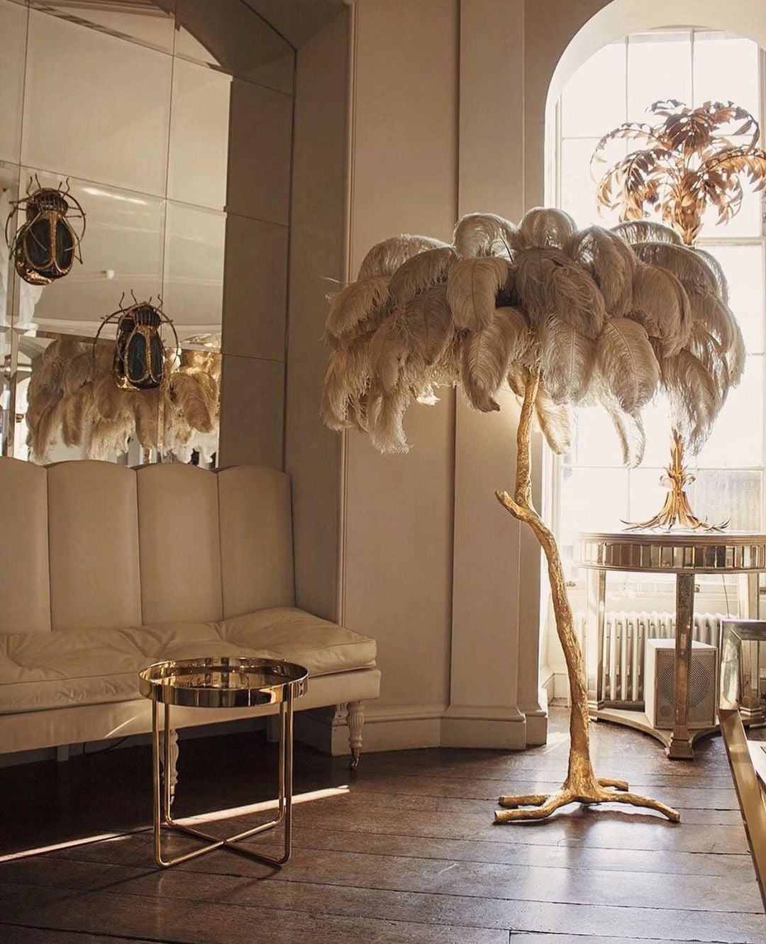 Ostrich Feather Brass Floor Lamp - view 151