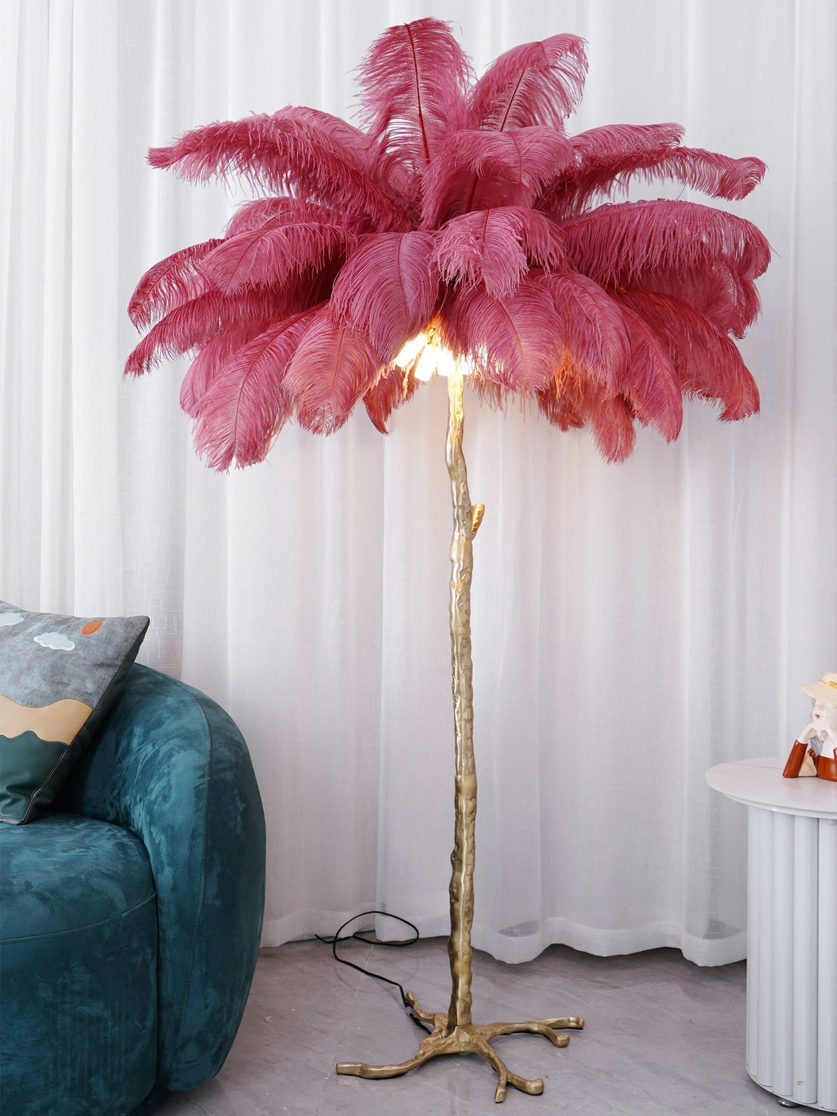 Ostrich Feather Brass Floor Lamp - view 117
