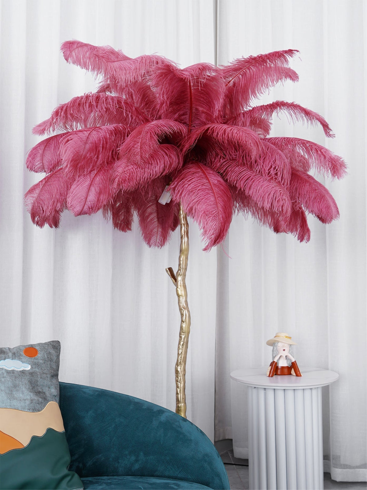 Ostrich Feather Brass Floor Lamp - view 118