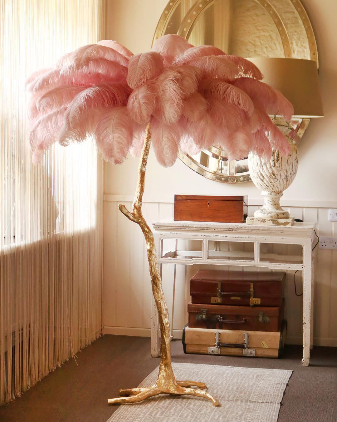 Ostrich Feather Brass Floor Lamp - view 5