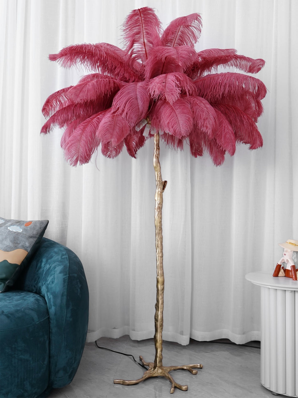 Ostrich Feather Brass Floor Lamp - view 122
