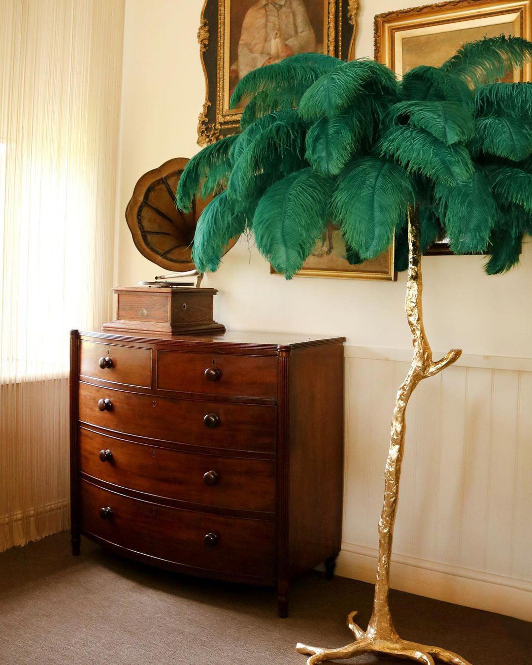 Ostrich Feather Brass Floor Lamp - view 18