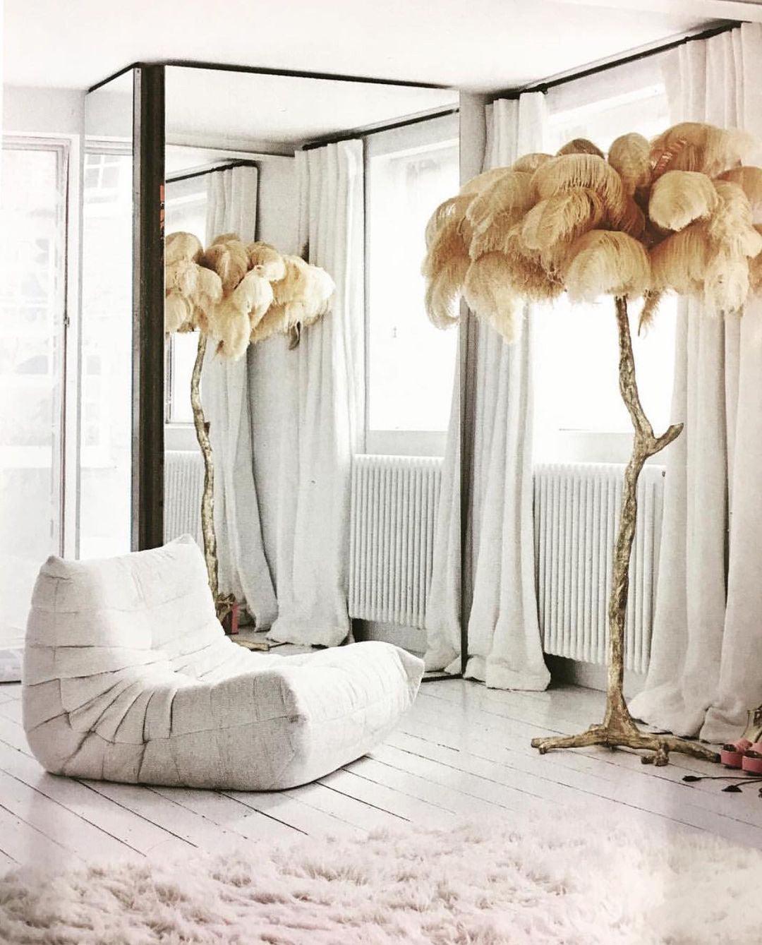 Ostrich Feather Brass Floor Lamp - view 19