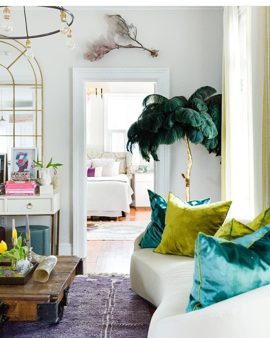 Ostrich Feather Brass Floor Lamp - view 24