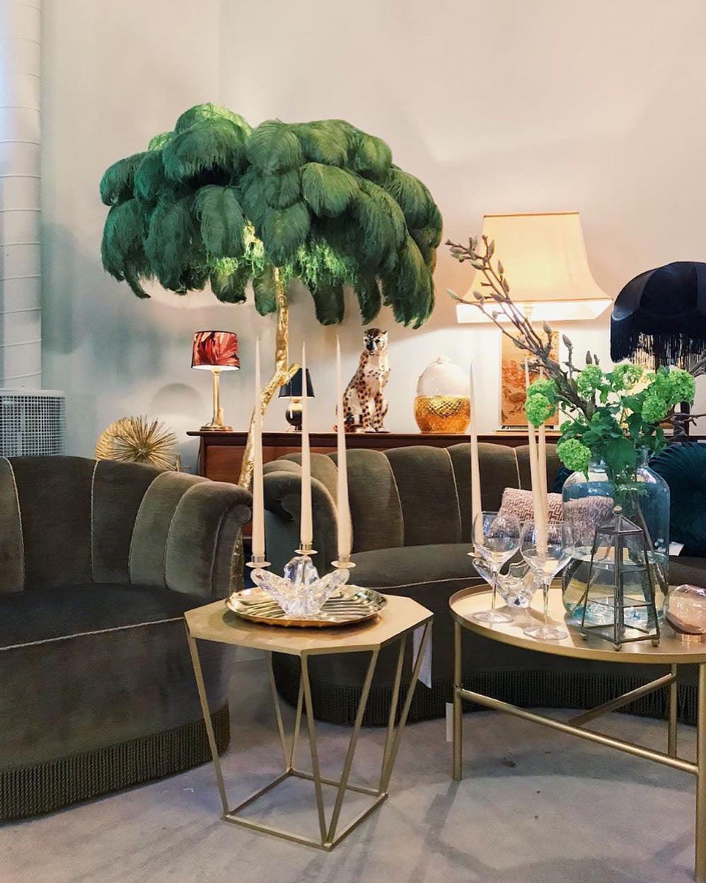 Ostrich Feather Brass Floor Lamp - view 26