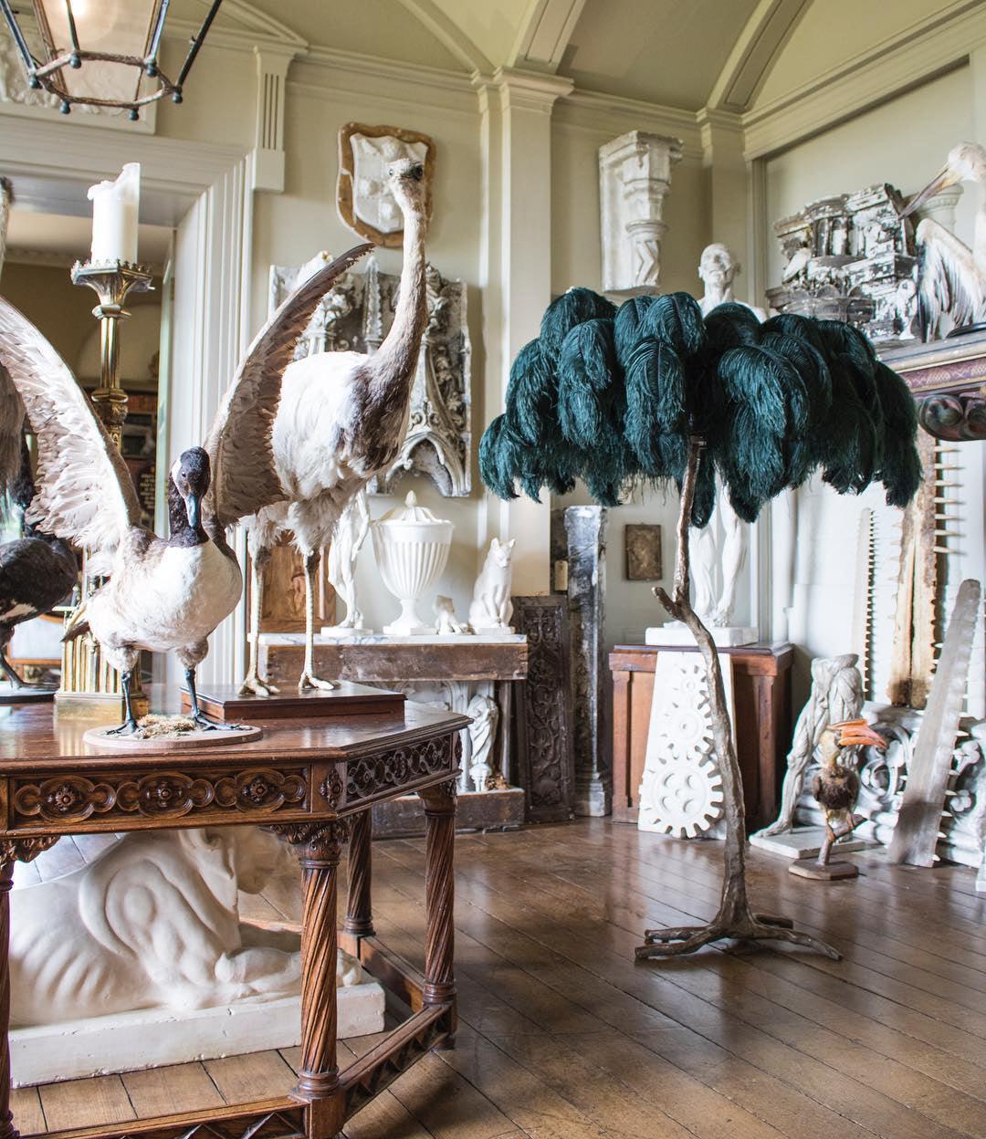 Ostrich Feather Brass Floor Lamp - view 9