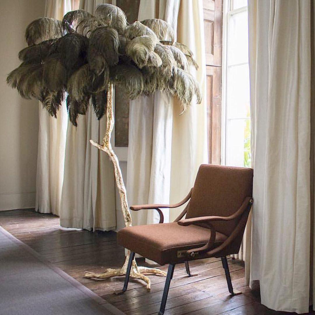 Ostrich Feather Brass Floor Lamp - view 31
