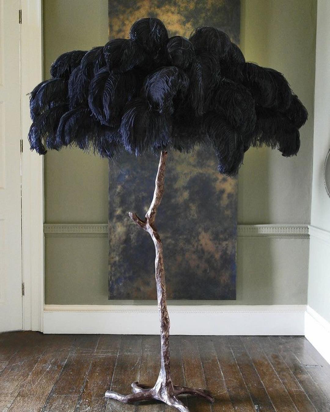 Ostrich Feather Brass Floor Lamp - view 35