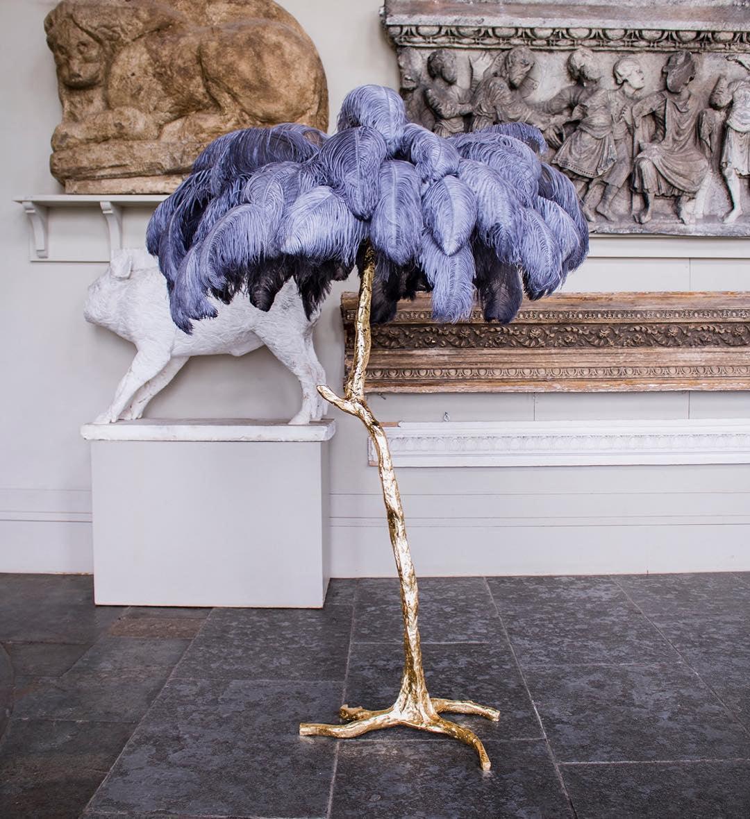 Ostrich Feather Brass Floor Lamp - view 11