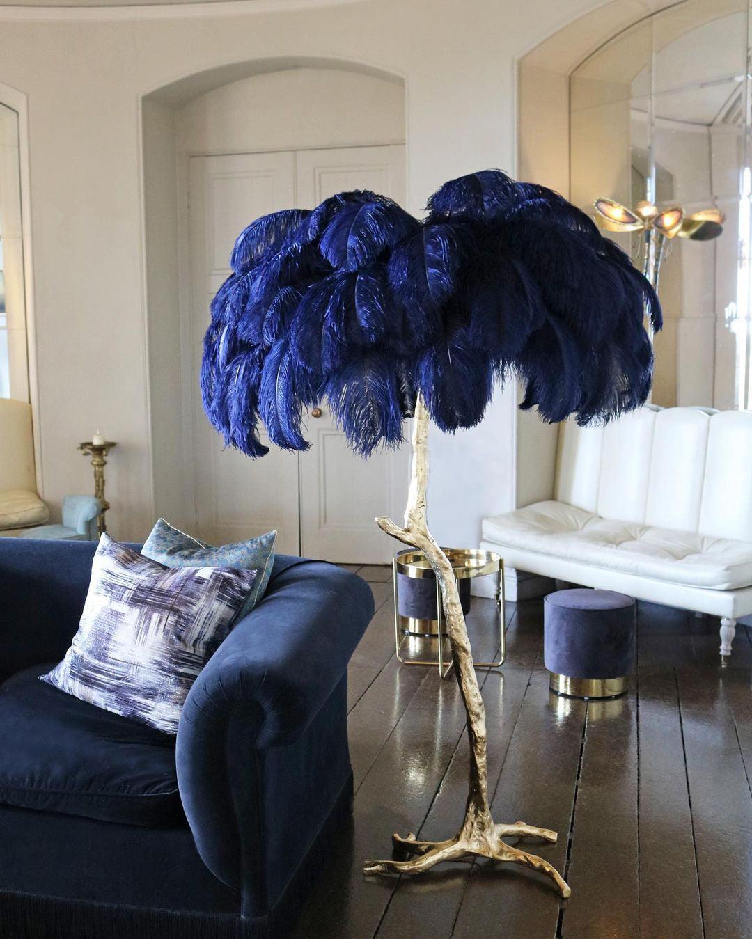 Ostrich Feather Brass Floor Lamp - view 41