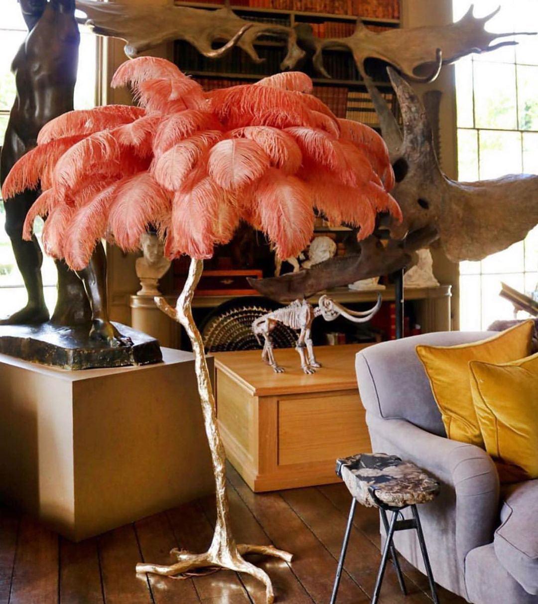 Ostrich Feather Brass Floor Lamp - view 43