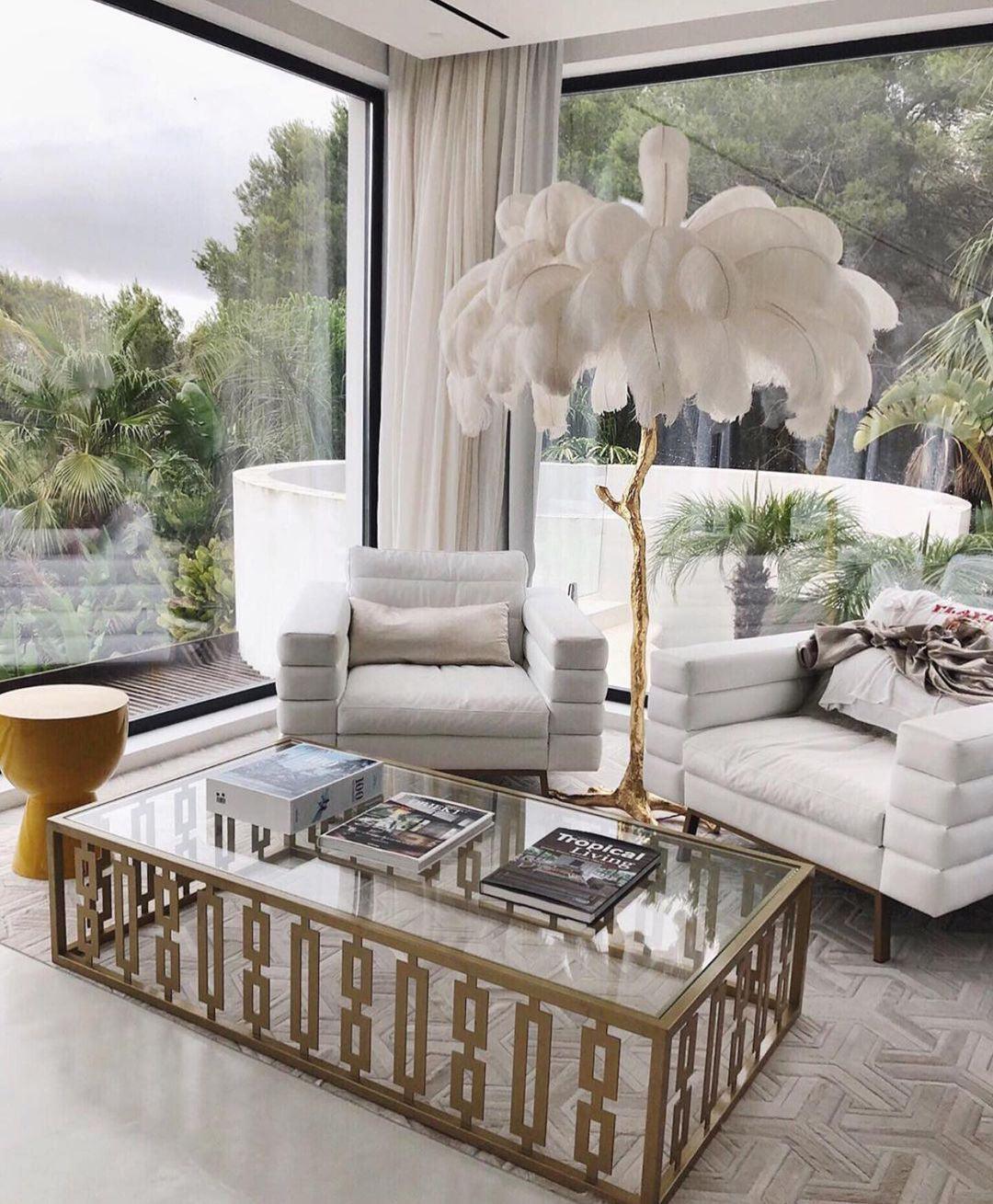 Ostrich Feather Brass Floor Lamp - view 45