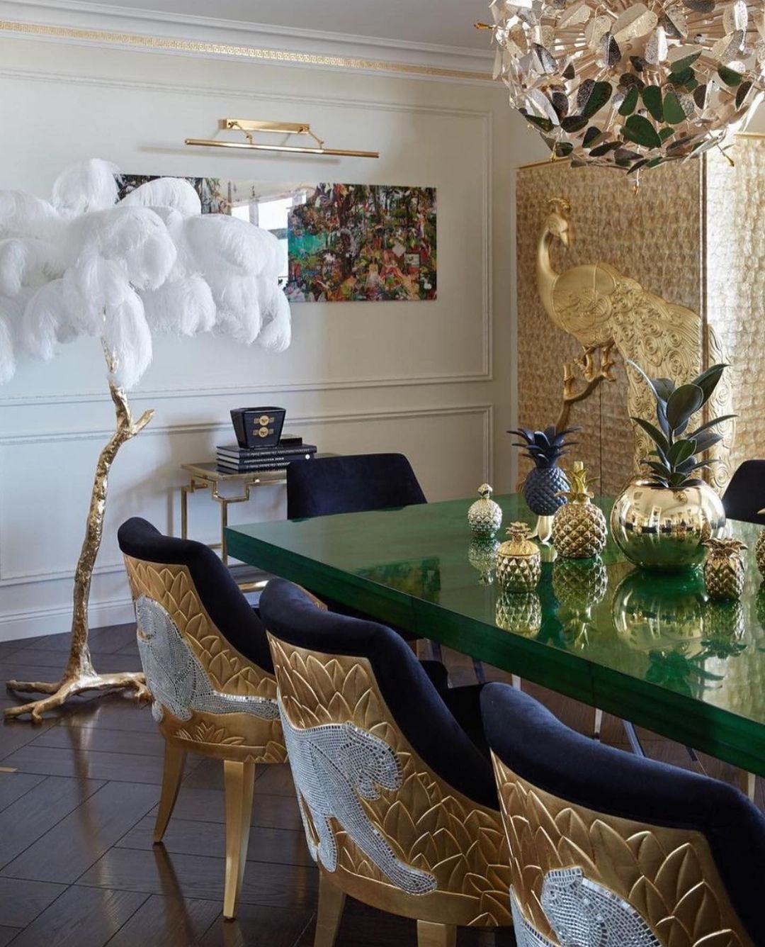 Ostrich Feather Brass Floor Lamp - view 46