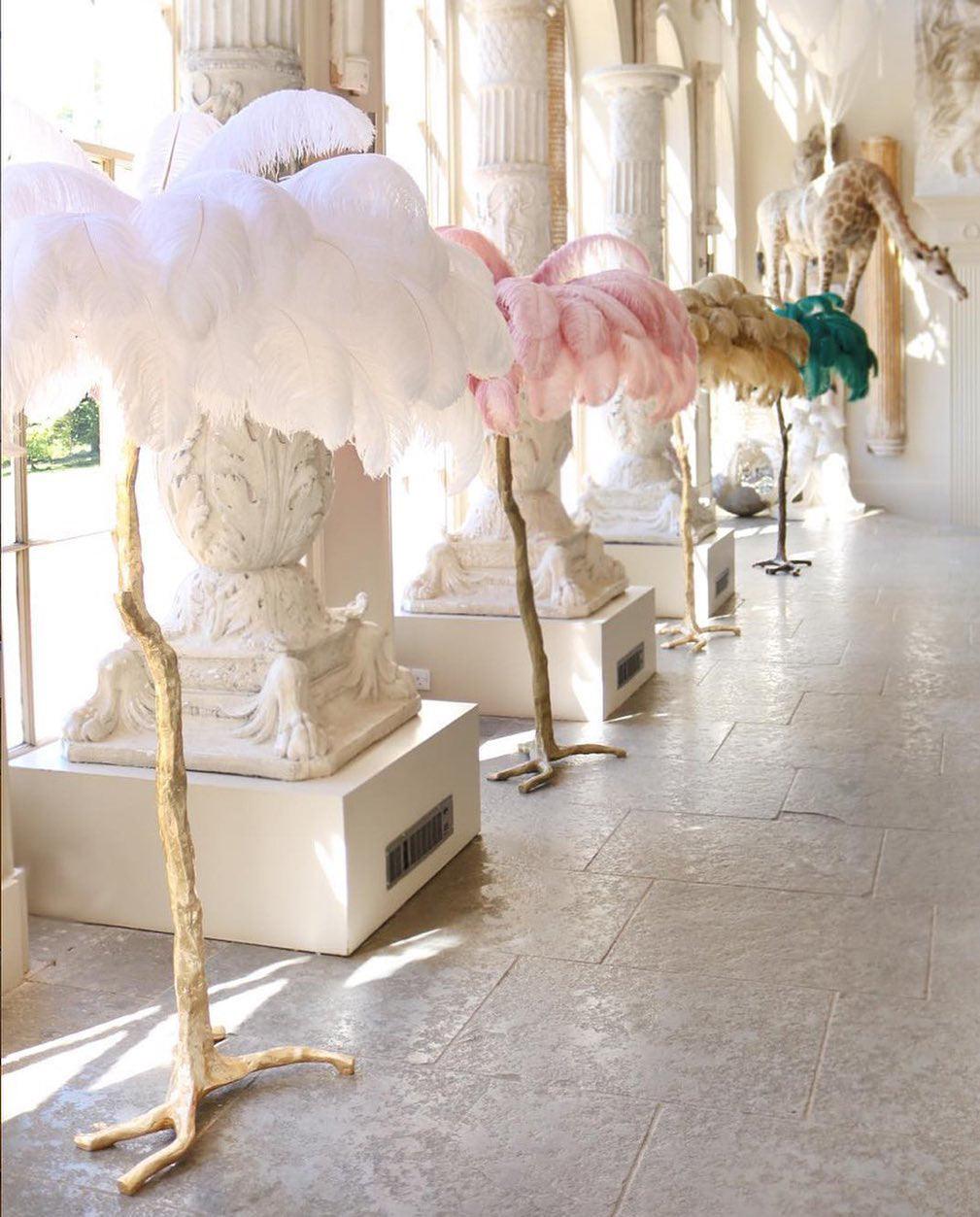Ostrich Feather Brass Floor Lamp - view 48