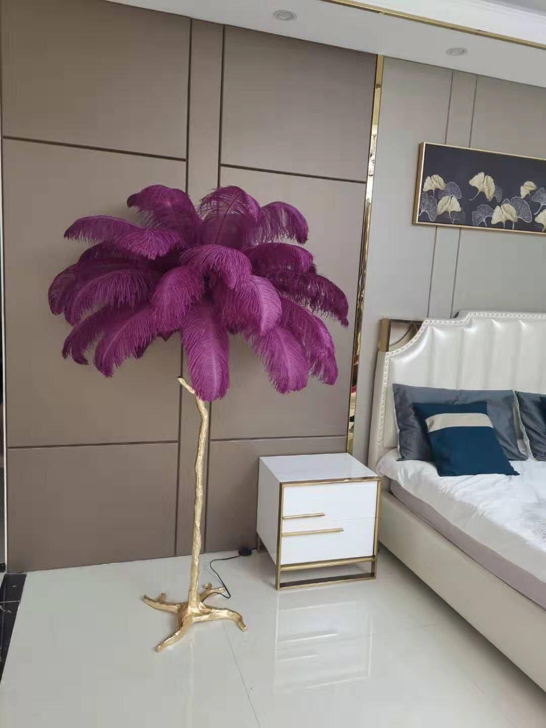 Ostrich Feather Brass Floor Lamp - view 52