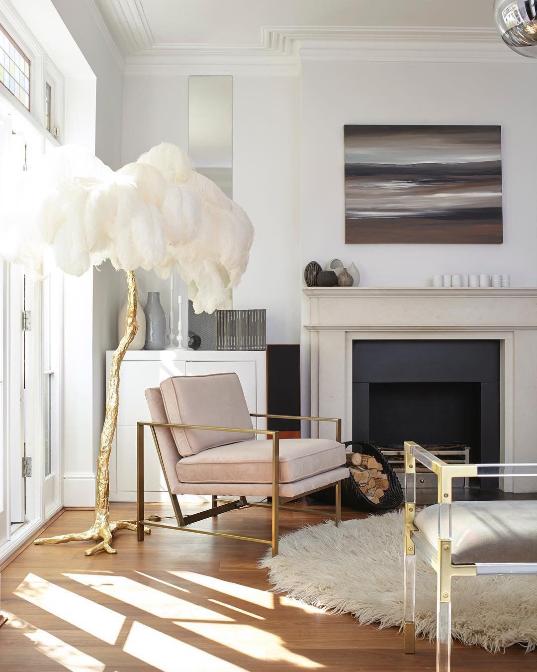 Ostrich Feather Brass Floor Lamp - view 53