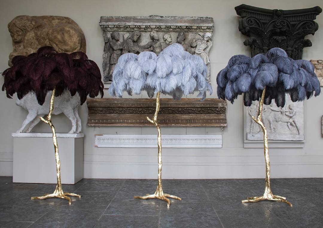 Ostrich Feather Brass Floor Lamp - view 54