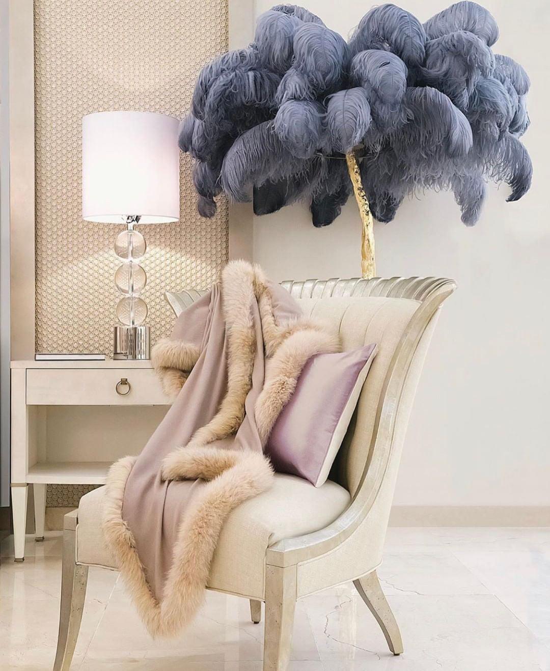 Ostrich Feather Brass Floor Lamp - view 55