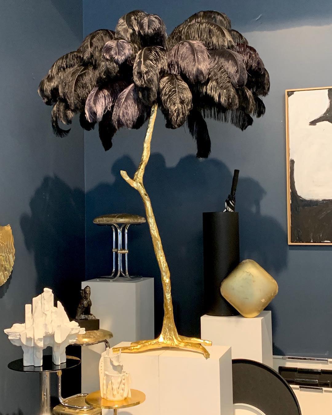 Ostrich Feather Brass Floor Lamp - view 56