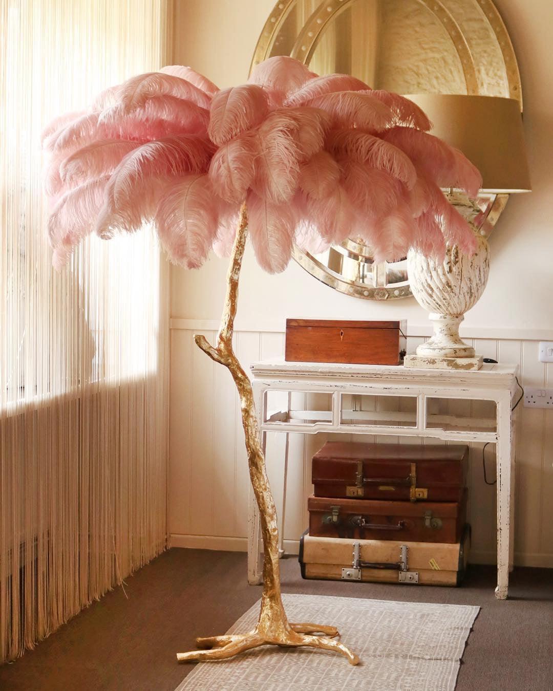 Ostrich Feather Brass Floor Lamp - view 13