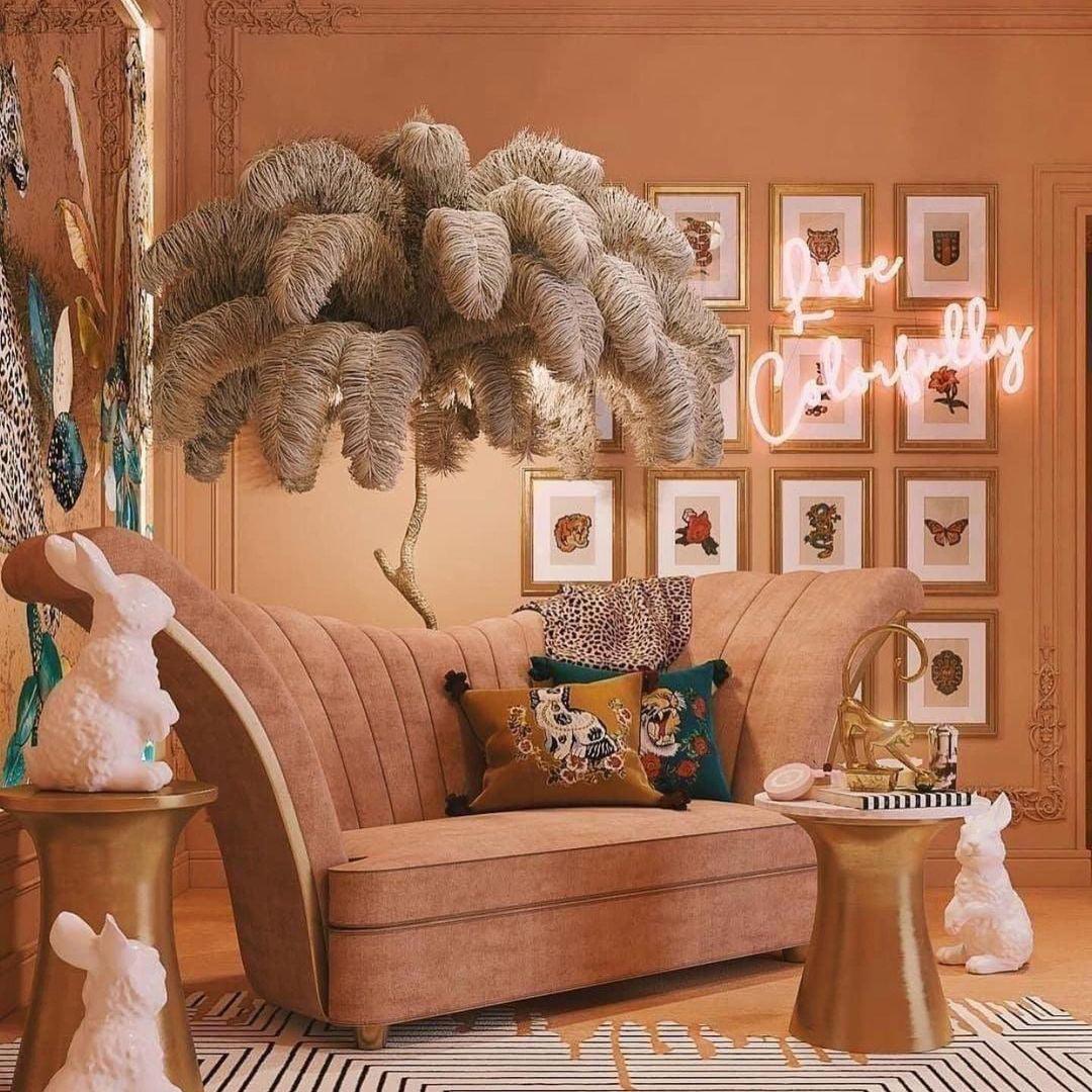 Ostrich Feather Brass Floor Lamp - view 33