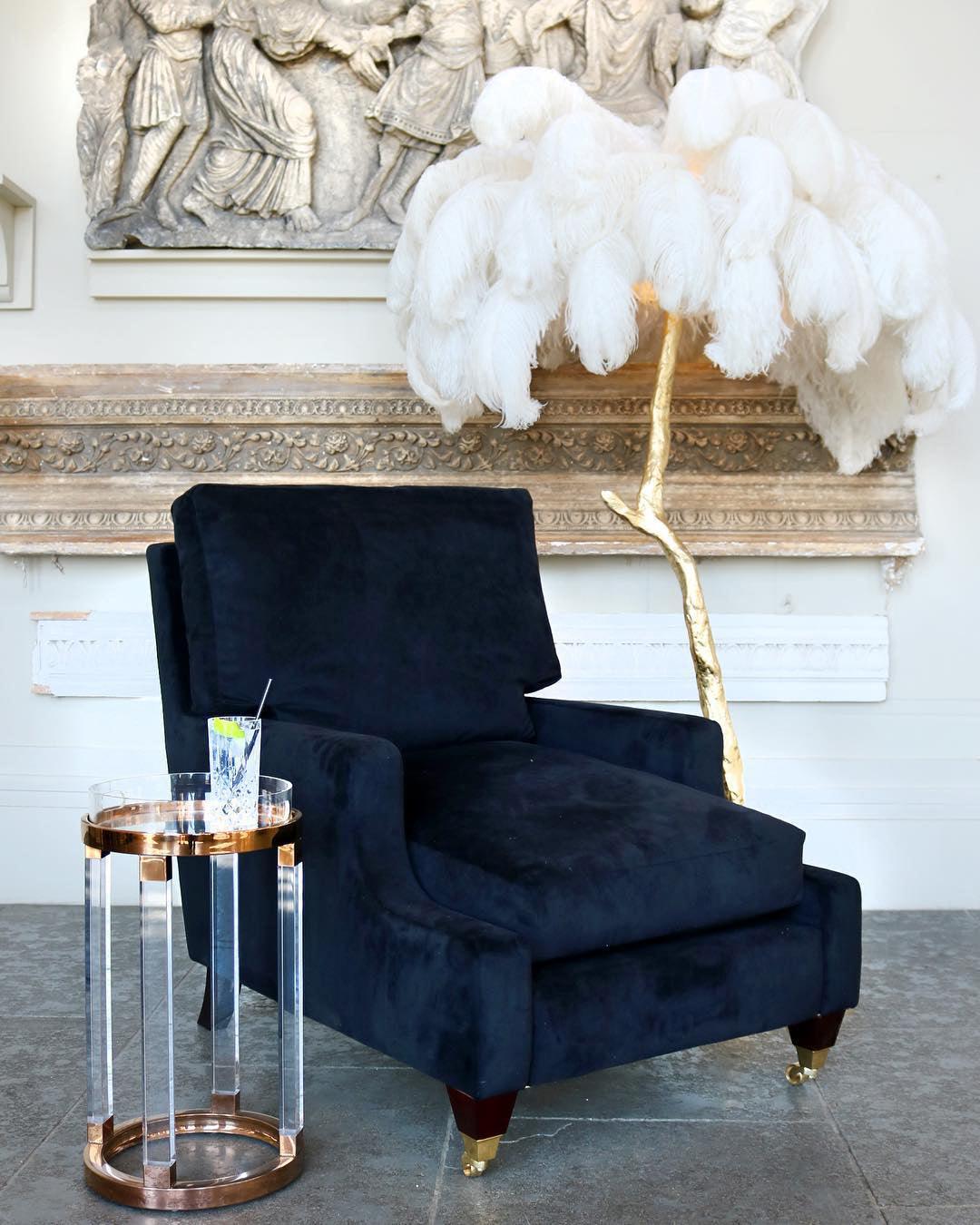 Ostrich Feather Brass Floor Lamp - view 14