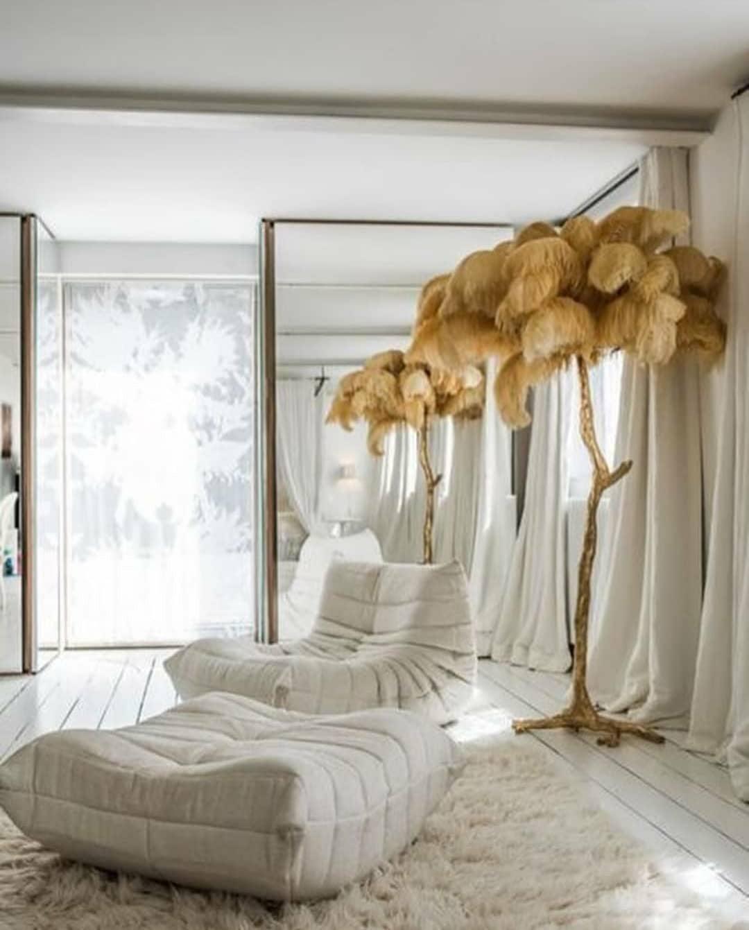 Ostrich Feather Brass Floor Lamp - view 63