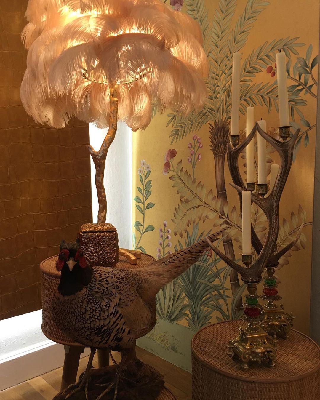 Ostrich Feather Brass Floor Lamp - view 64