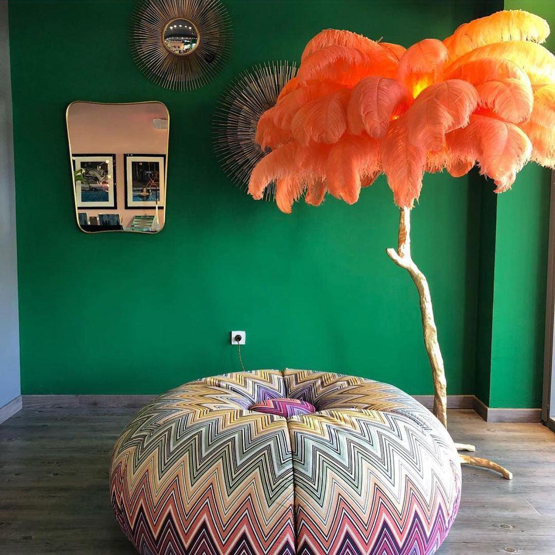 Ostrich Feather Brass Floor Lamp - view 66